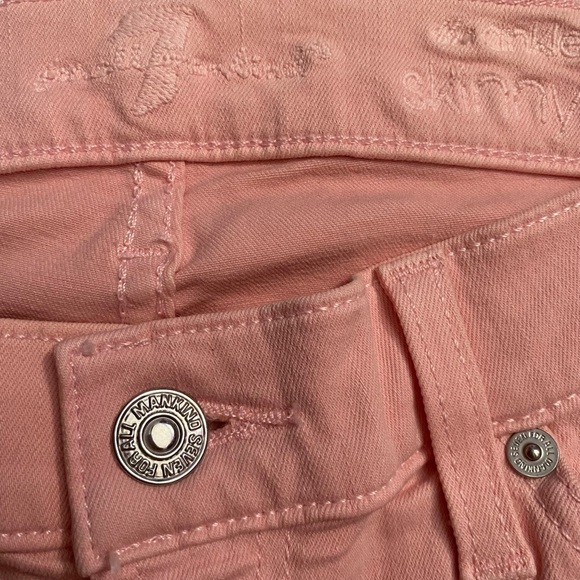 7FAM 7 For All Mankind Pale Baby Pink Salmon The Ankle Skinny Jeans 28 - Picture 12 of 16